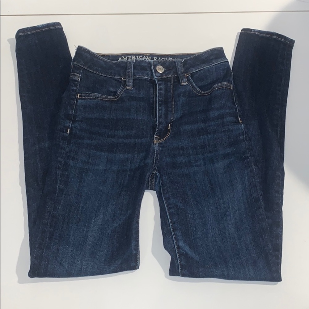 AEO dark wash super hi-rise jegging size 00